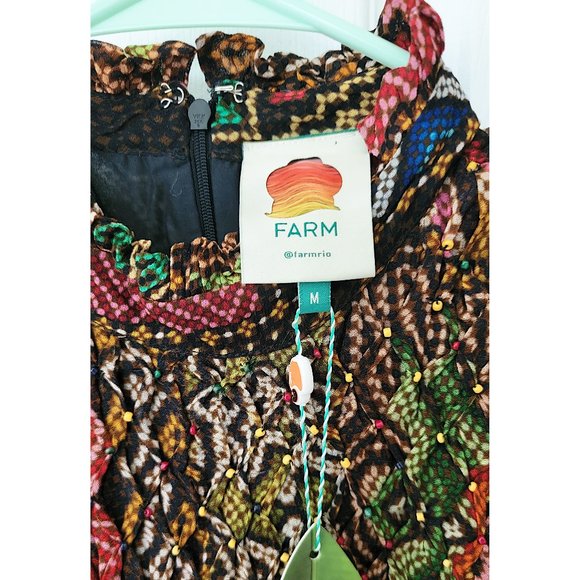 Farm Rio Rauti Tiered Midi Dress Ethnic Patchwork Pattern NWT MEDIUM - Picture 5 of 7